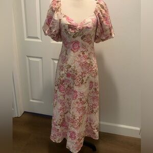 Women’s Floral Sweetheart Neck Puff Sleeve Long Feminine Avec Les Filles New 6